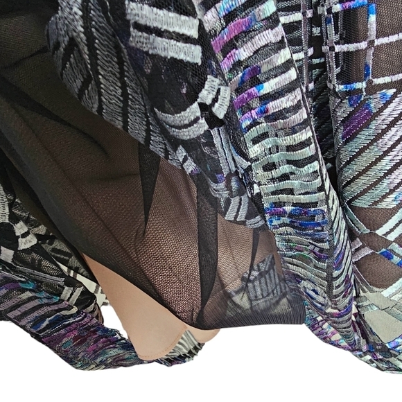 Bcbgmaxazria multicolor metallic engendering embroidery vneck pleated bodem xxs - Picture 7 of 9